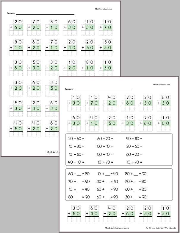 Adding whole tens with no regrouping