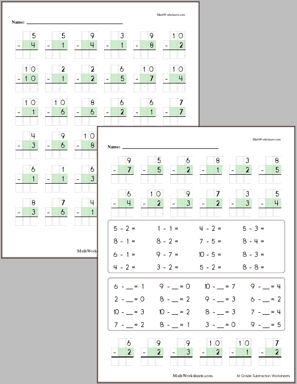 Subtraction within 10 with regrouping