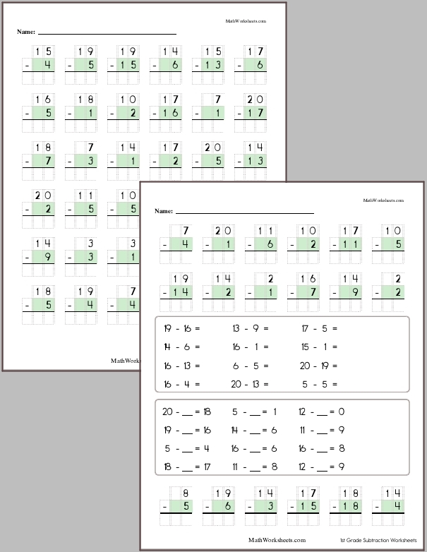 Subtraction within 20 with regrouping