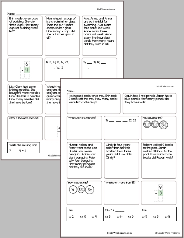 First Grade Word Problem Workbook #1