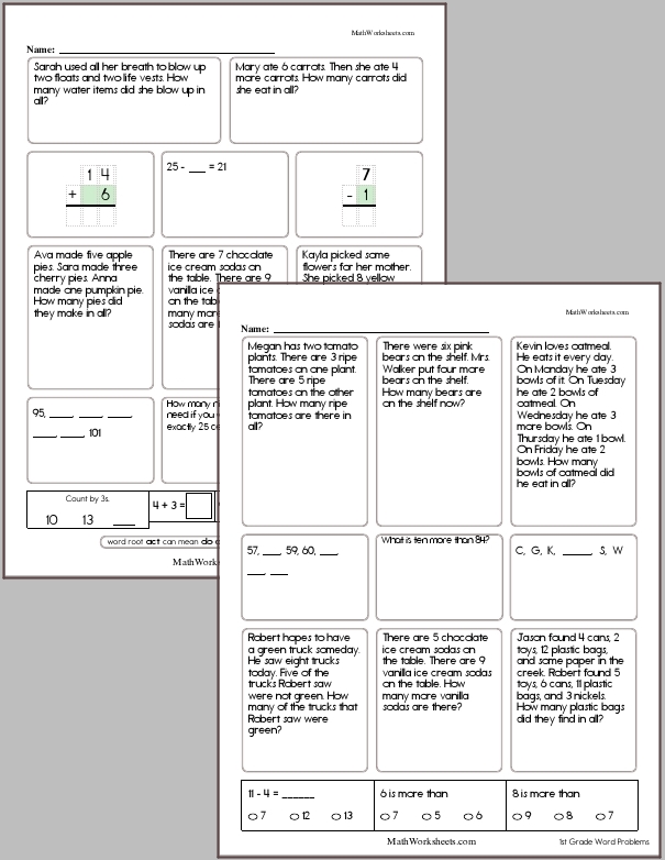 First Grade Word Problem Workbook #6