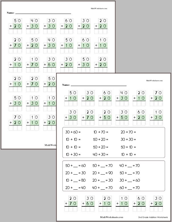 Addition Worksheets for 2nd Graders - Free with No Login ...