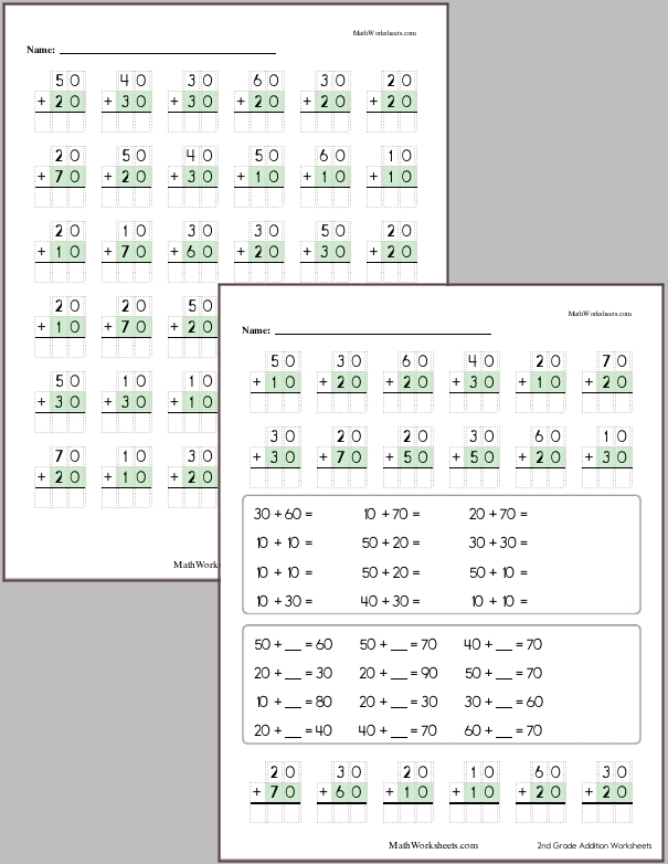 Adding whole tens with no regrouping