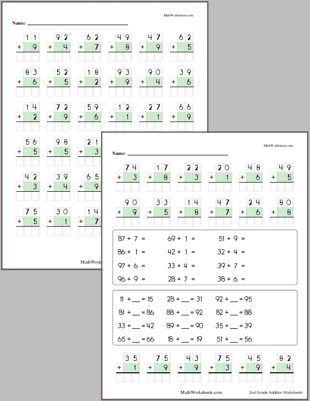 Addition of a 2-digit and a 1-digit number with regrouping