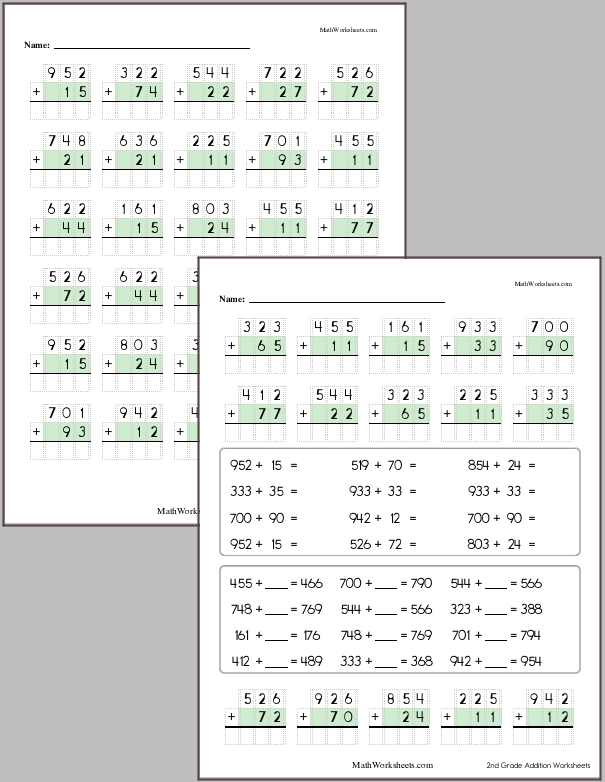 Addition of a 3-digit and a 2-digit number with no regrouping