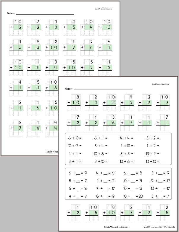 Addition within 10 with no regrouping