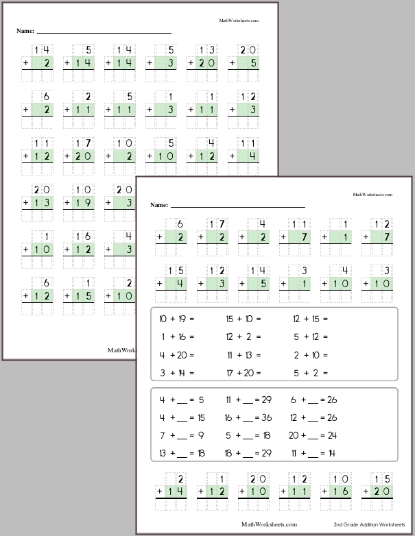 addition worksheets for 2nd graders free with no login mathworksheets com