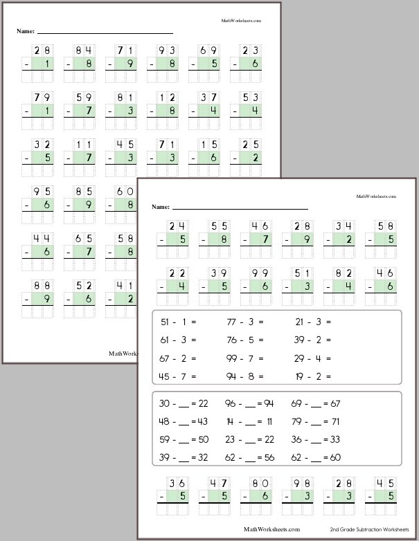 Subtraction of 1-digit from a 2-digit number with regrouping