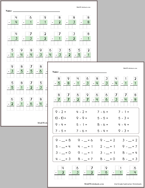 Subtraction Worksheets for 2nd Graders - Math Worksheets