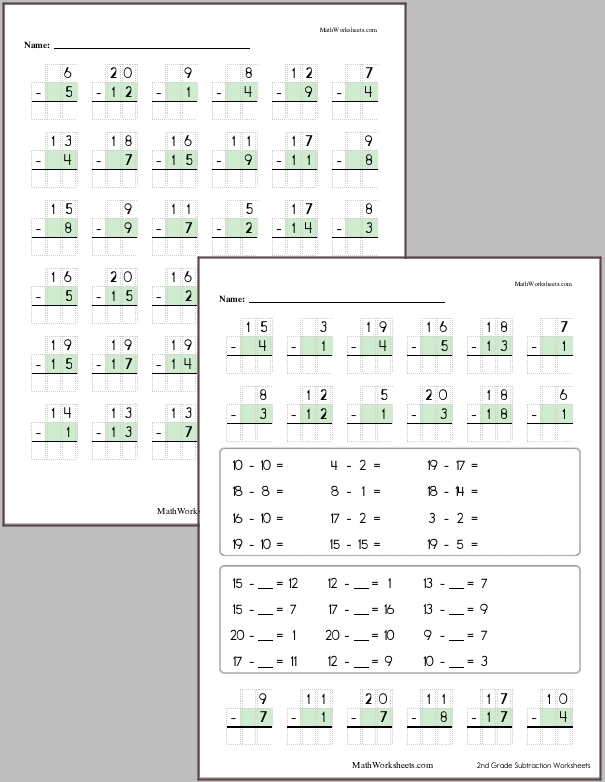 Subtraction within 20 with regrouping