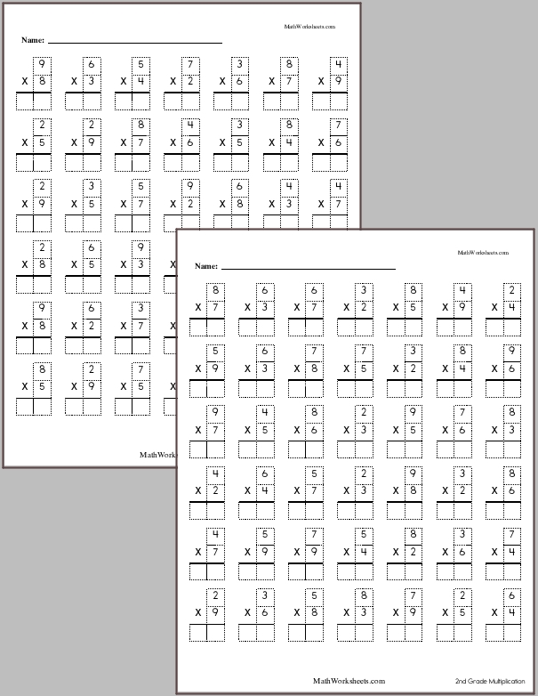 1 Digit by 1 Digit Multiplication Worksheets