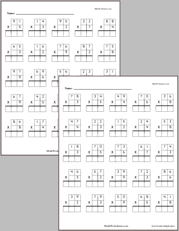 2 Digits by 1 Digit Multiplication Worksheets