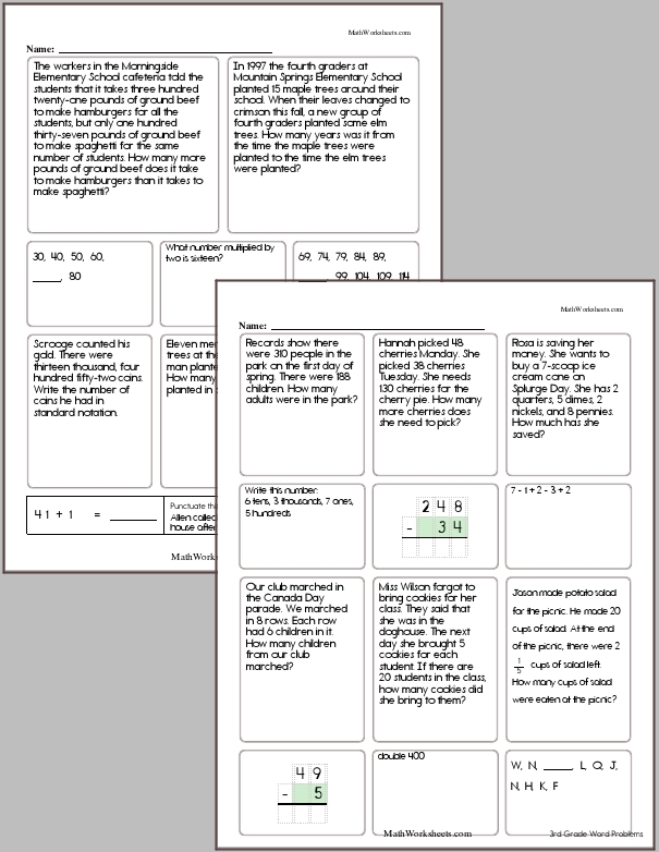 Third Grade Word Problem Workbook #1