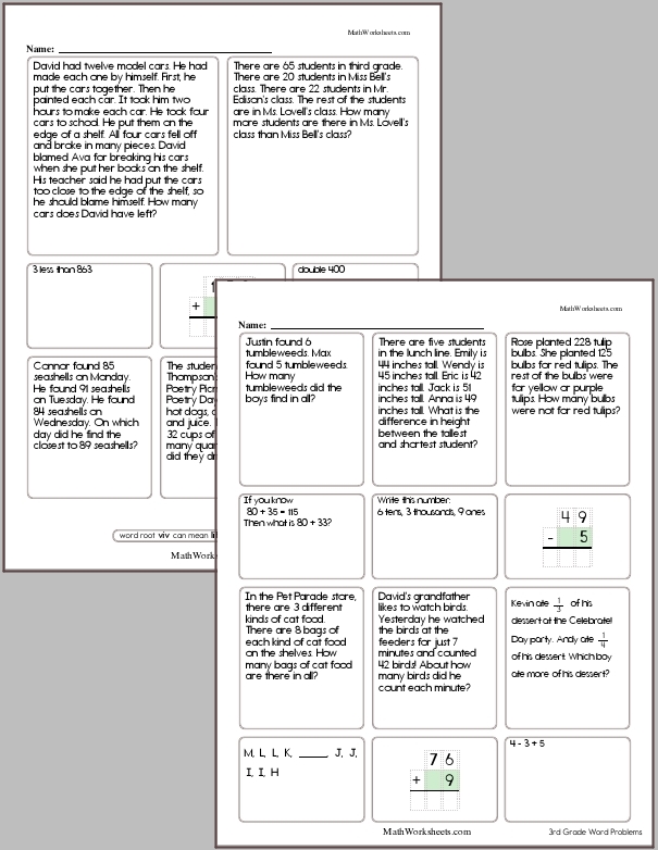 Third Grade Word Problem Workbook #4