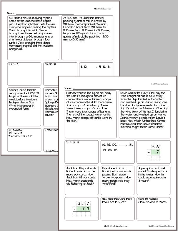 Third Grade Word Problem Workbook #5