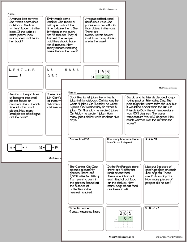 Third Grade Word Problem Workbook #8